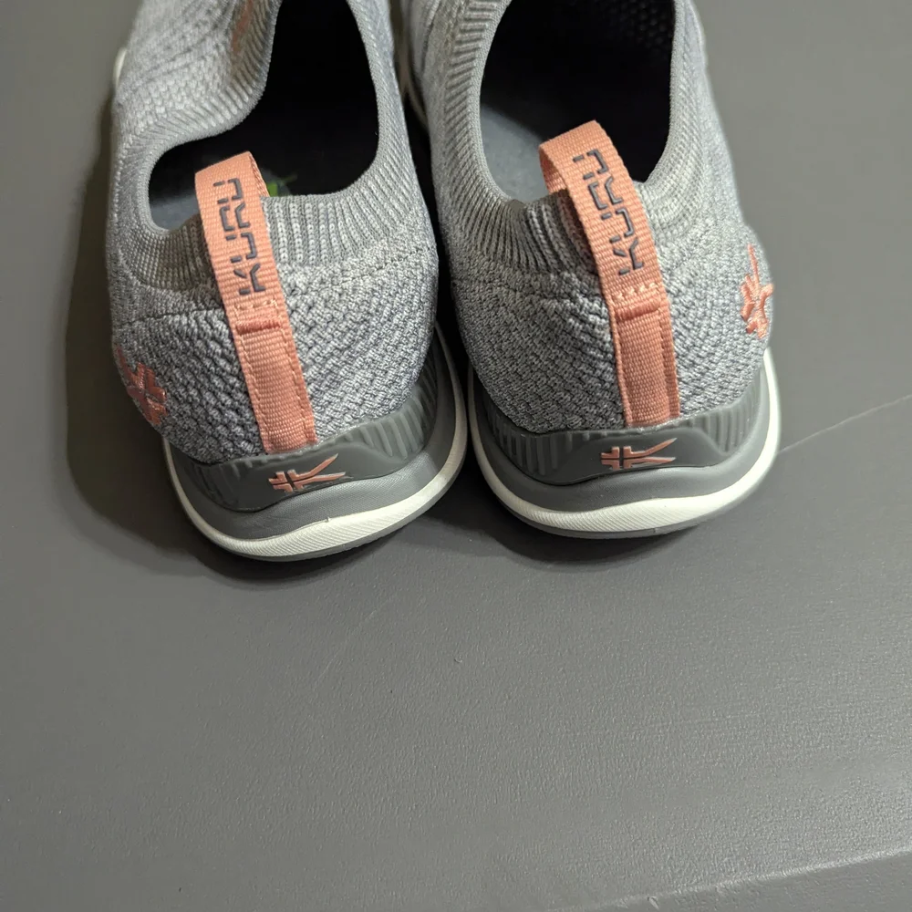 Gray and Pink Knit Slip-On Sneakers - Picture 1 of 3